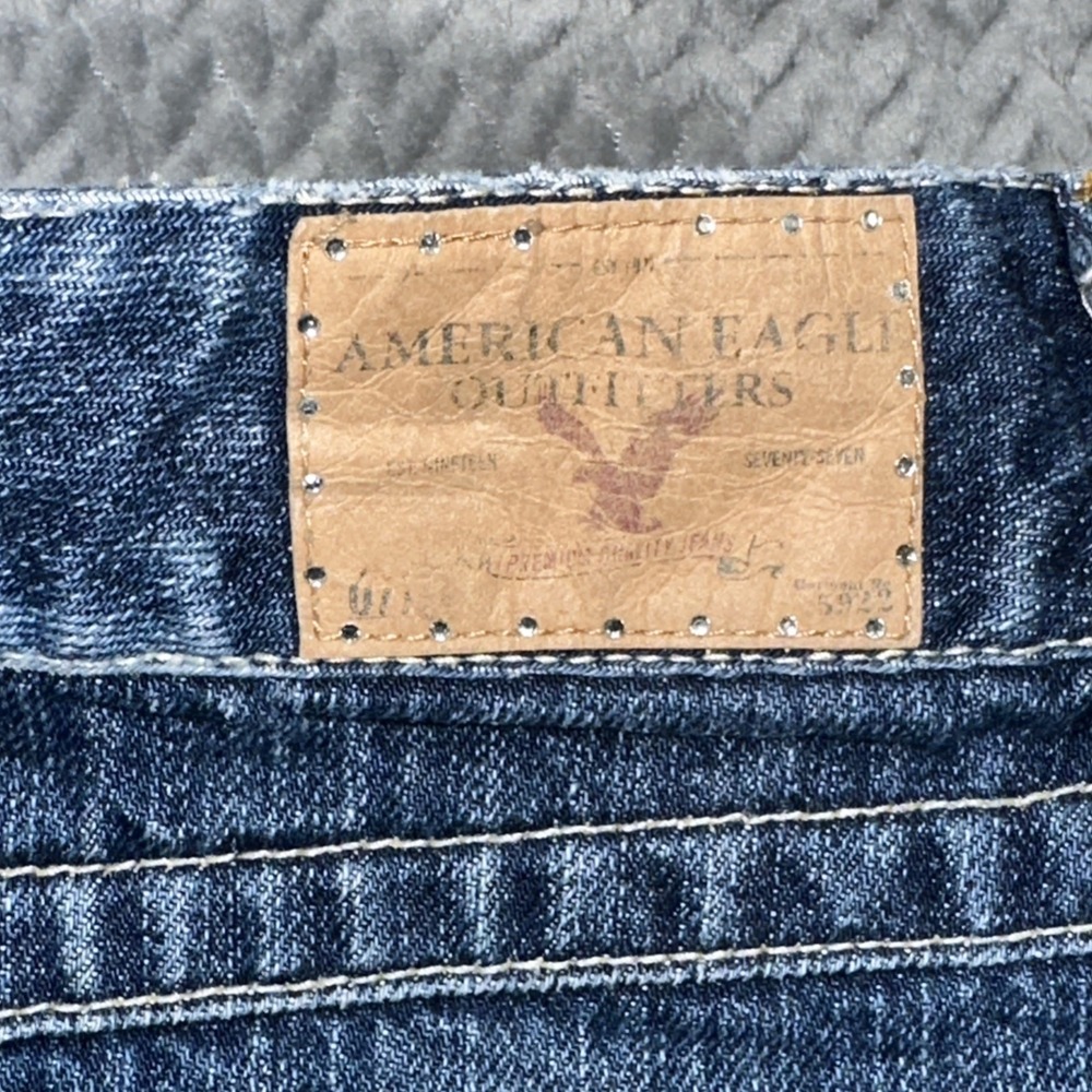 Vintage American Eagle Skirt 8 Y2K Crystal Embellished Distressed Micro Mini - Picture 8 of 11